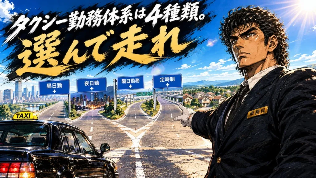 タクシーの勤務体系の種類は4つ｜違い・拘束時間・選び方を解説